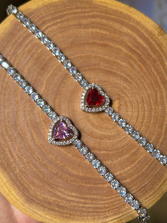 Sparkling Heart Tennis Bracelet