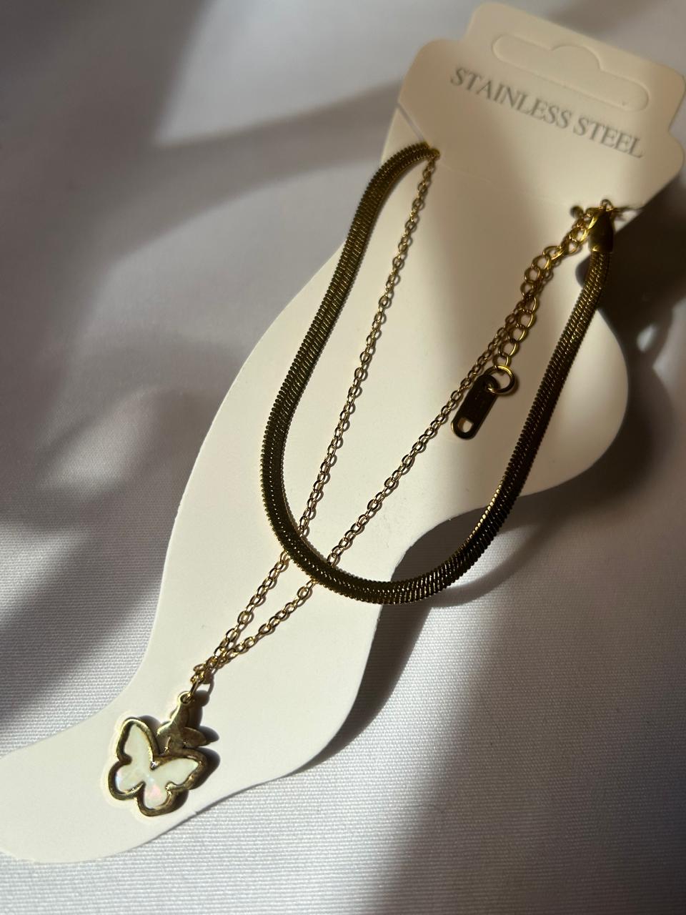 Iridescent Butterfly Layered Anklet