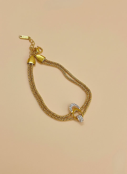 Golden Interlock Mesh Bracelet