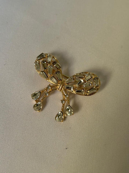 Sparkle Bow Dangle Brooch