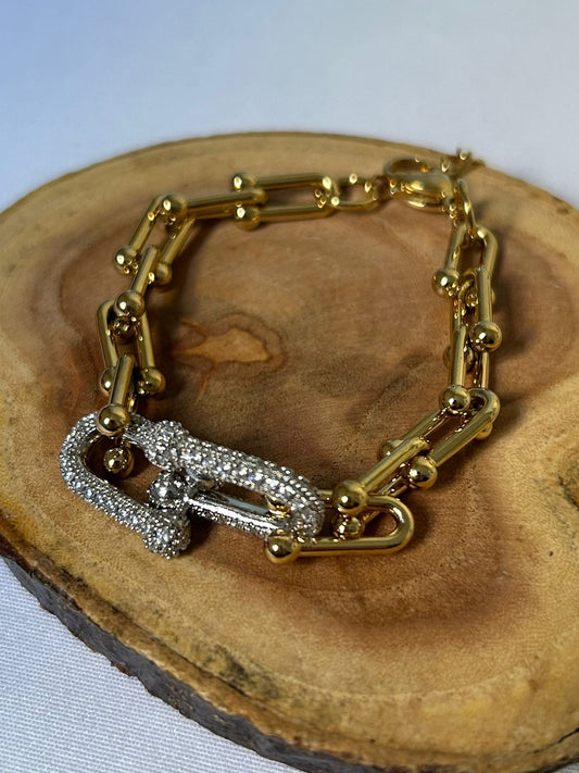 Gilded Link Pave Bracelet