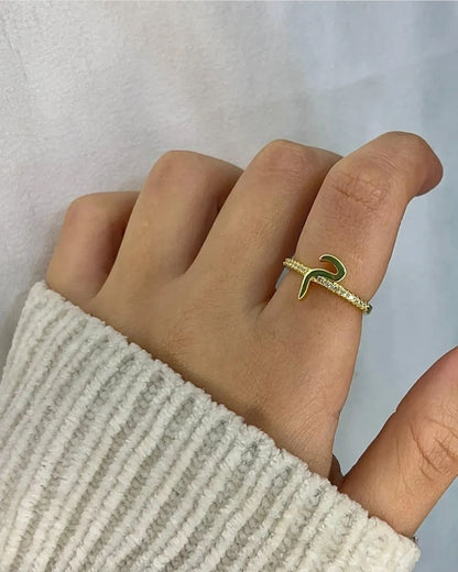 Zircon Arabic Letter Ring