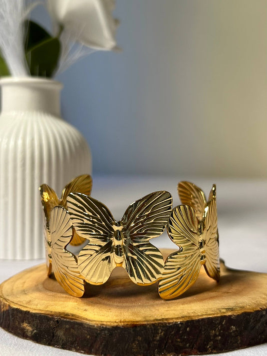 Golden Flutter – Statement Butterfly Cuff