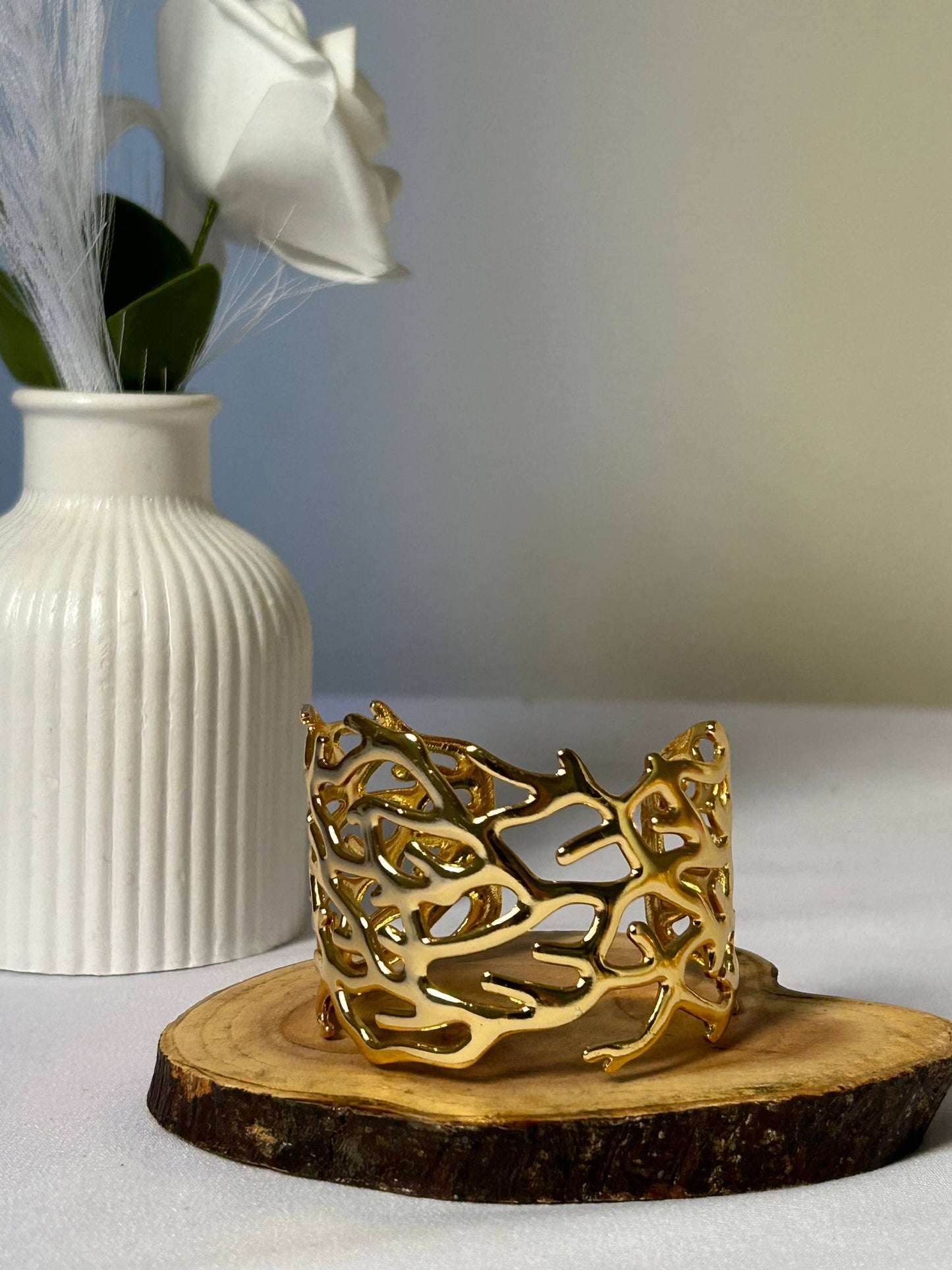 Organic Coral Statement Cuff