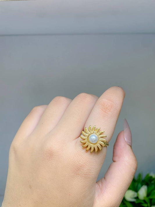 Celestial Pearl Rings – Adjustable Stainless Steel Collection