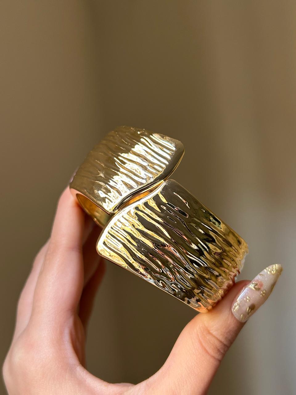 Bold Textured Golden Cuff