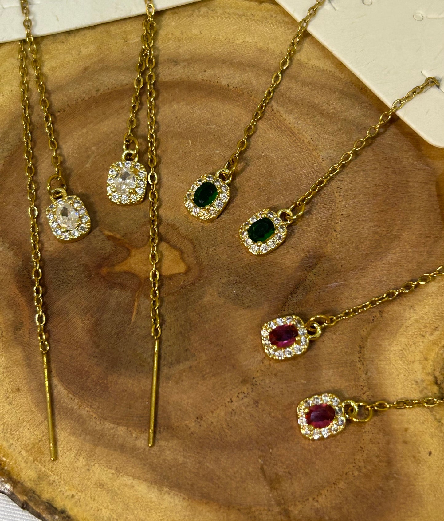 Royal Cushion Threader Earrings