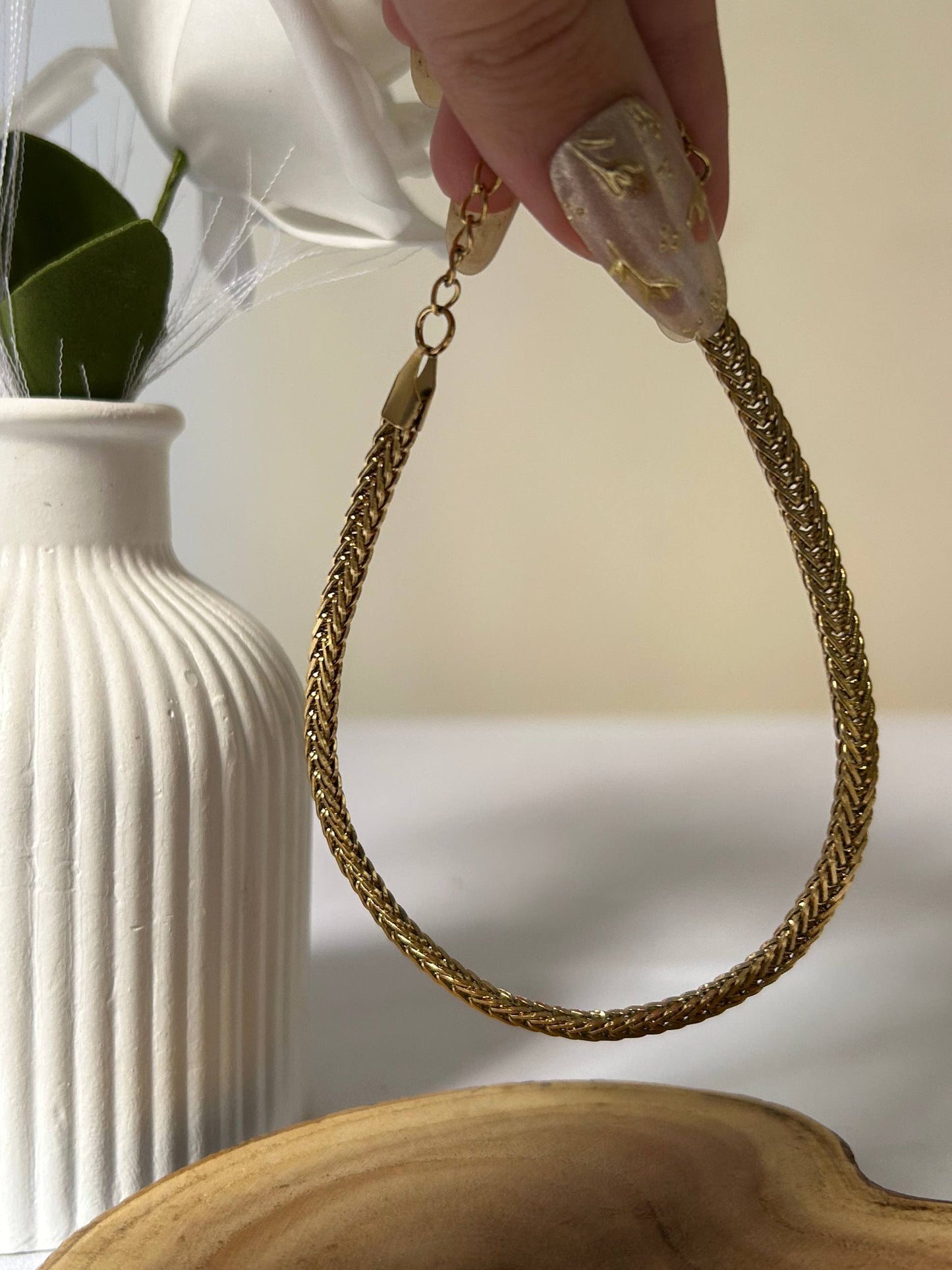 Braided Herringbone Statement Anklet