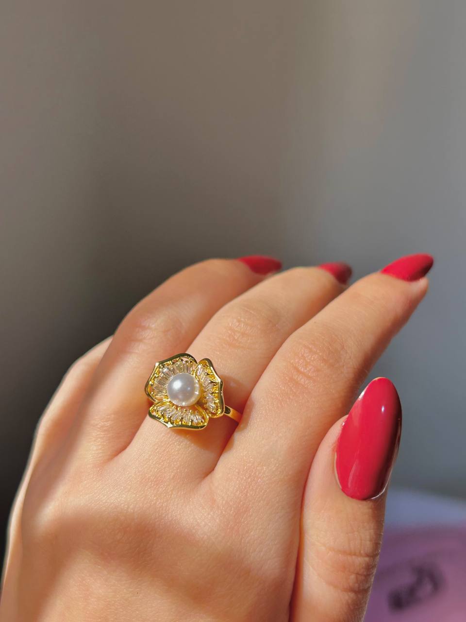Golden Blossom Pearl Ring