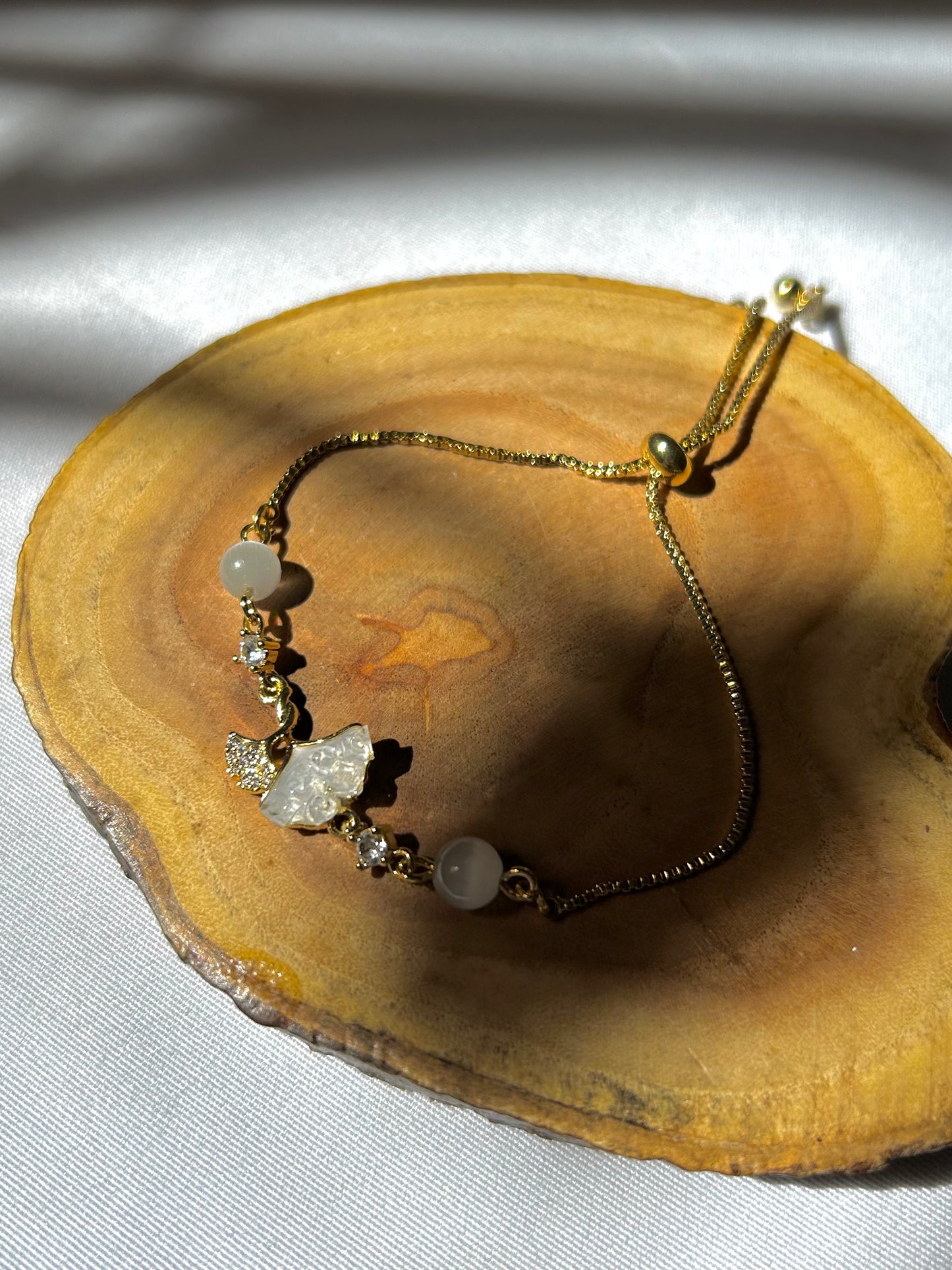 Golden Ginkgo Leaf Bracelet