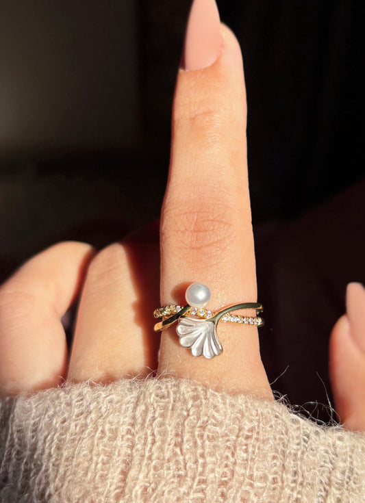 Pearl Leaf Ring