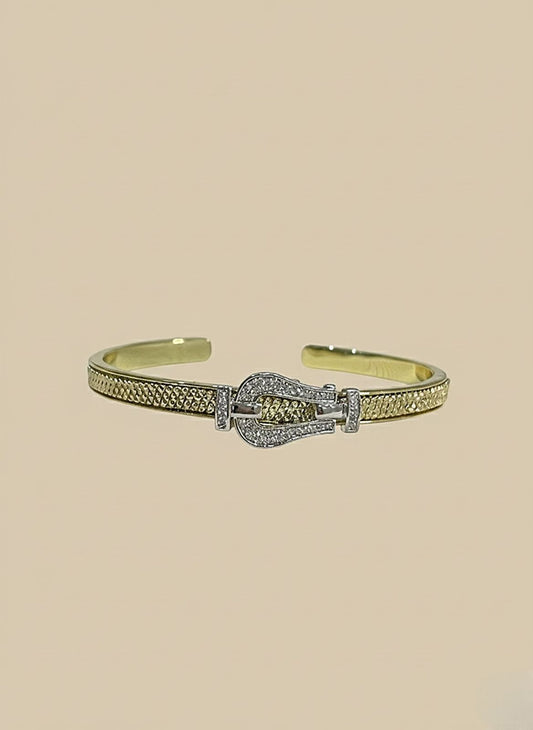 Crystal Buckle Gold Bangle