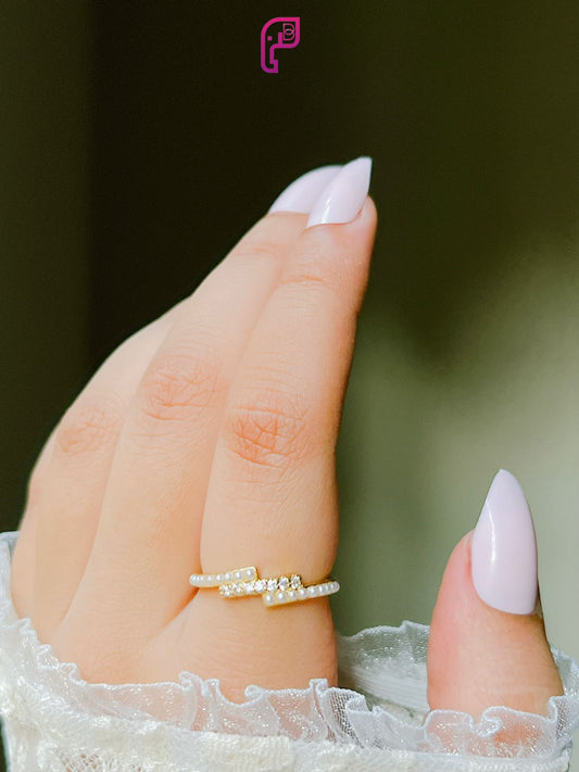Dainty Pearl Sparkle Ring