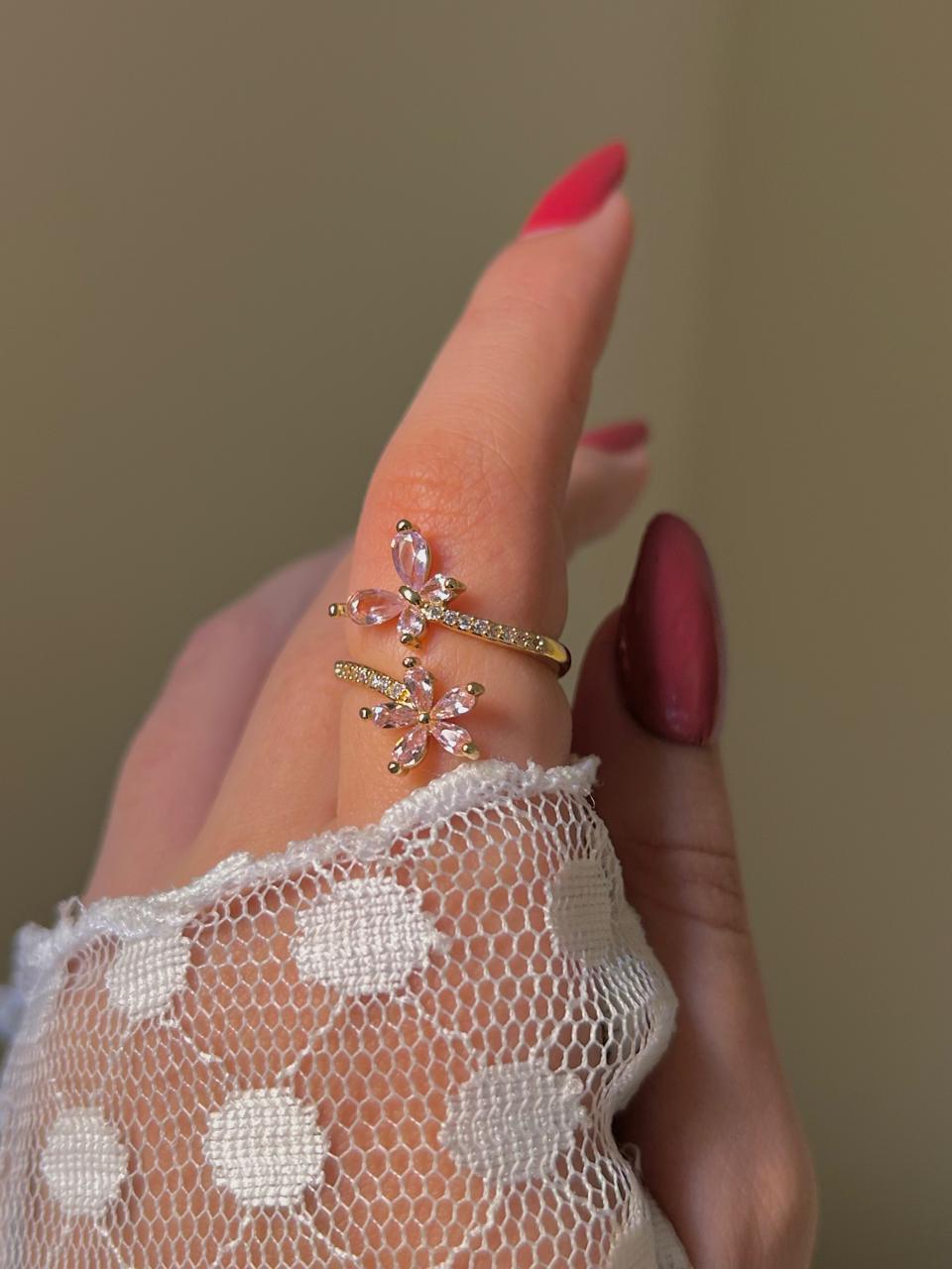 Twin Blossom Wrap Ring