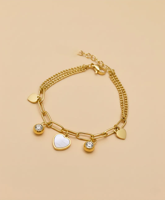 Golden Heart Charm Bracelet
