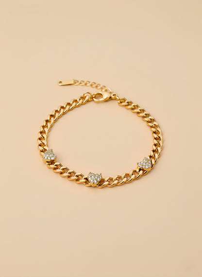 Sparkling Hearts Link Bracelet