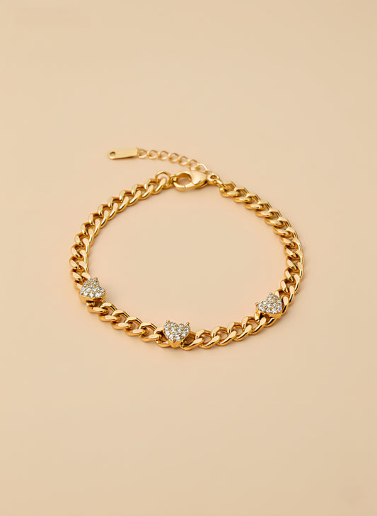 Sparkling Hearts Link Bracelet