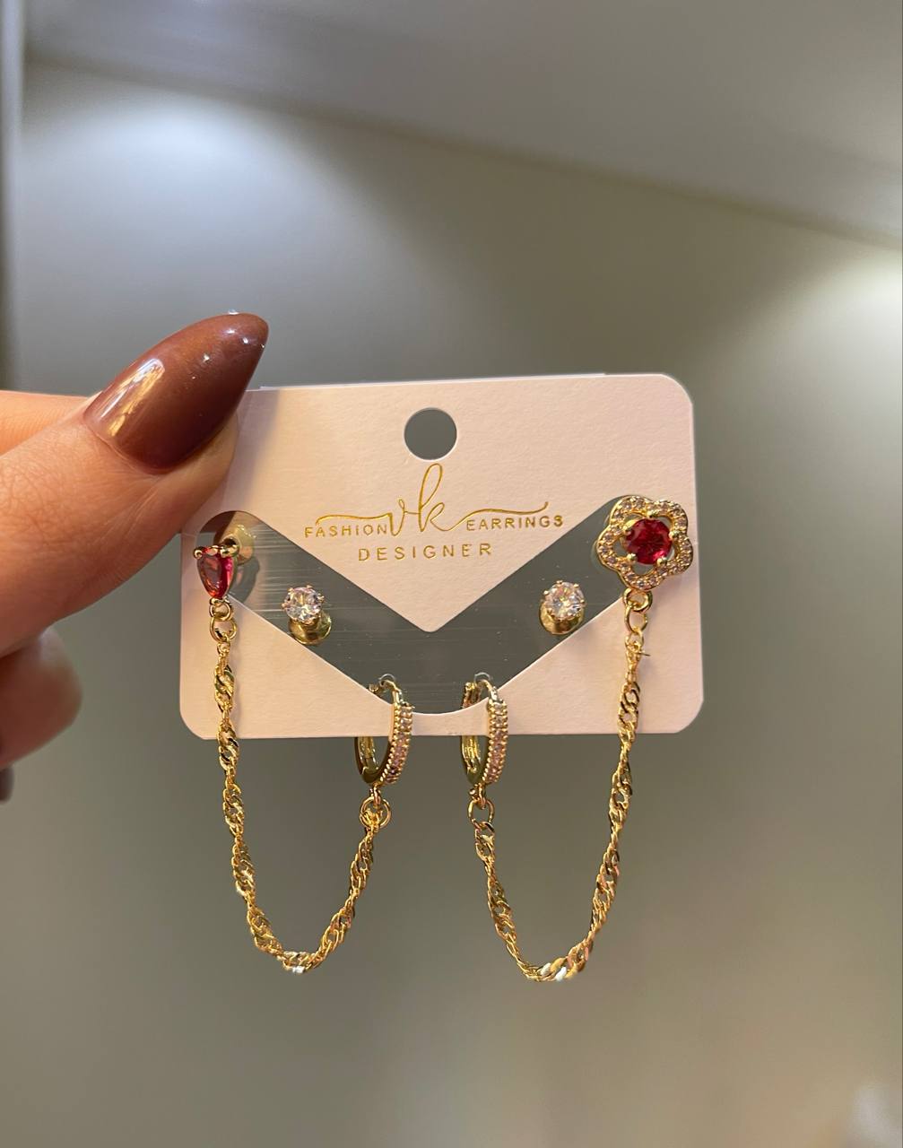 Ruby Bloom Chain Hoops