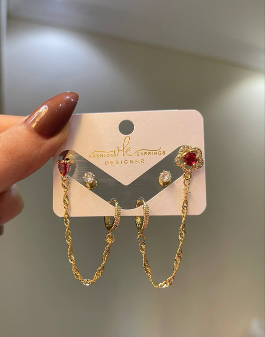 Ruby Bloom Chain Hoops