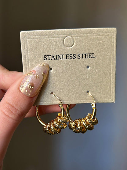 Textured Golden Ring Hoops