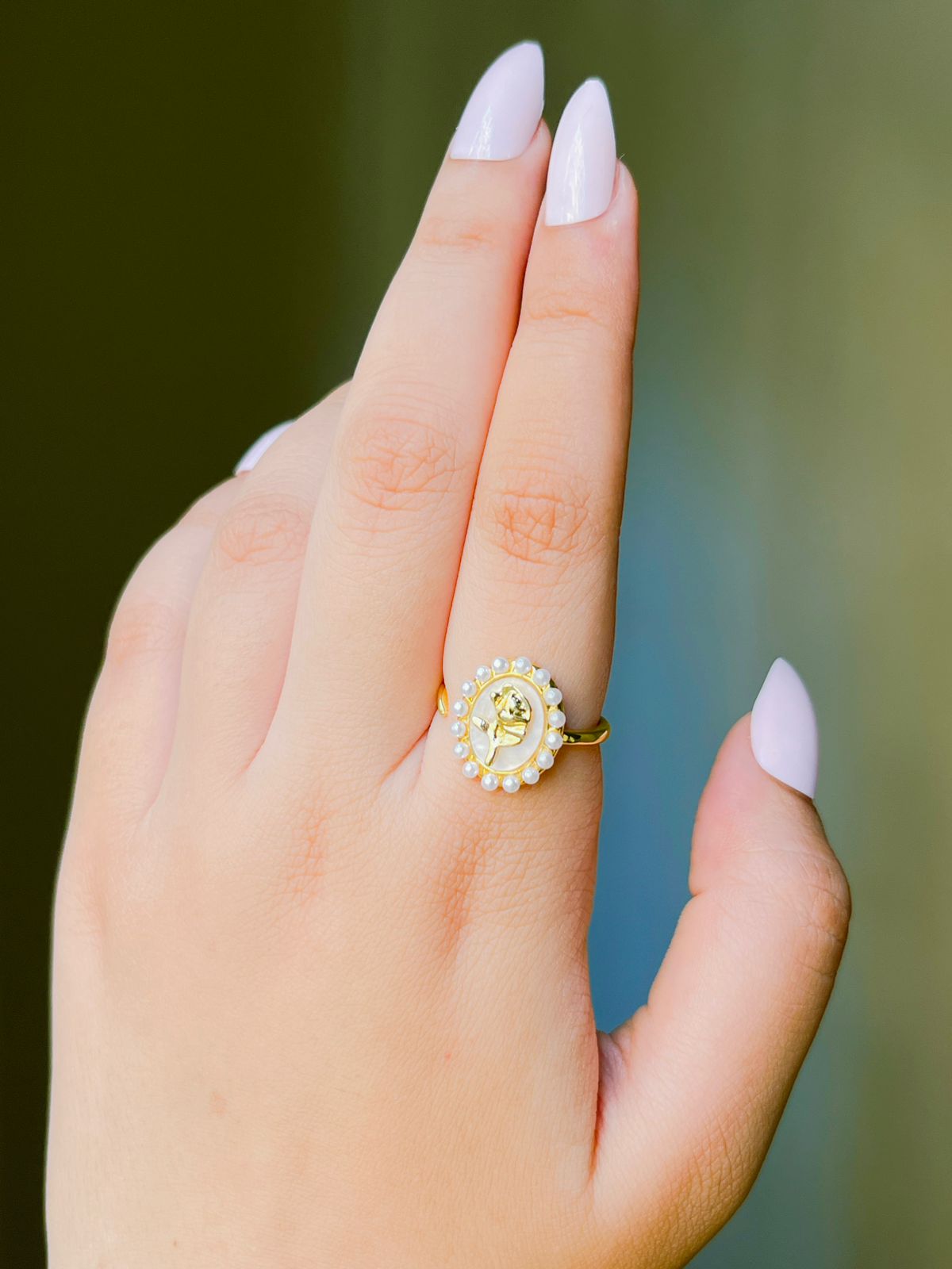 Golden Floral Pearl Set