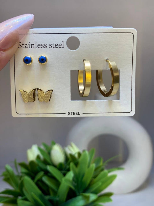 Golden Butterfly Earring Set