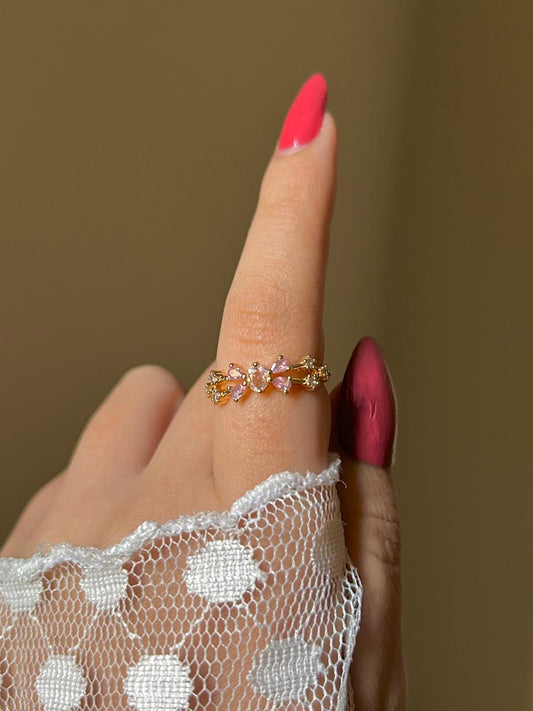 Golden Crystal Bow Ring