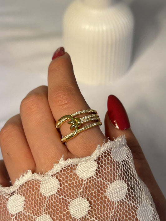 Sophisticated Knotted Zircon Ring