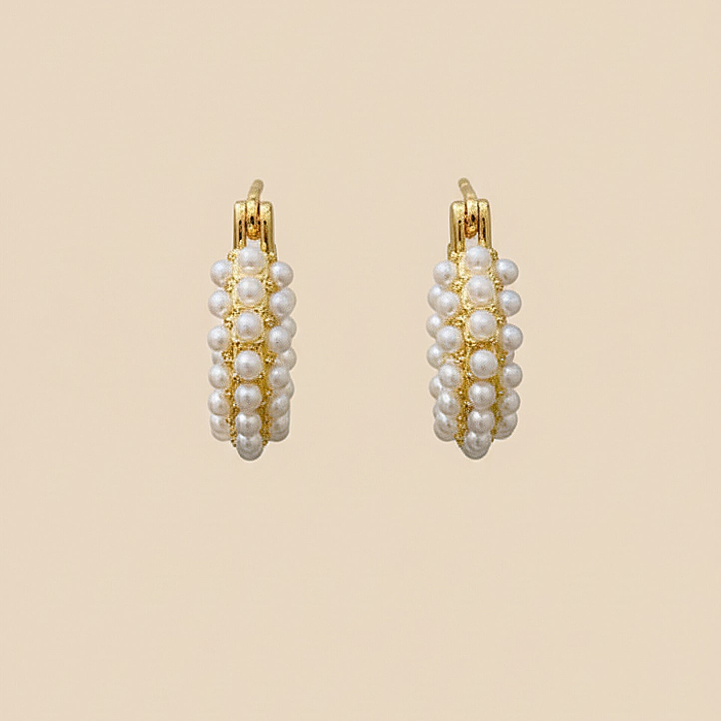 Gilded Pearl Hoops