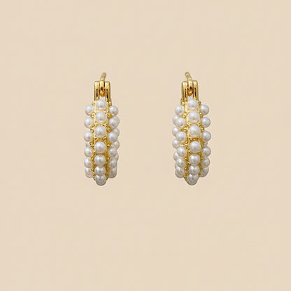 Gilded Pearl Hoops