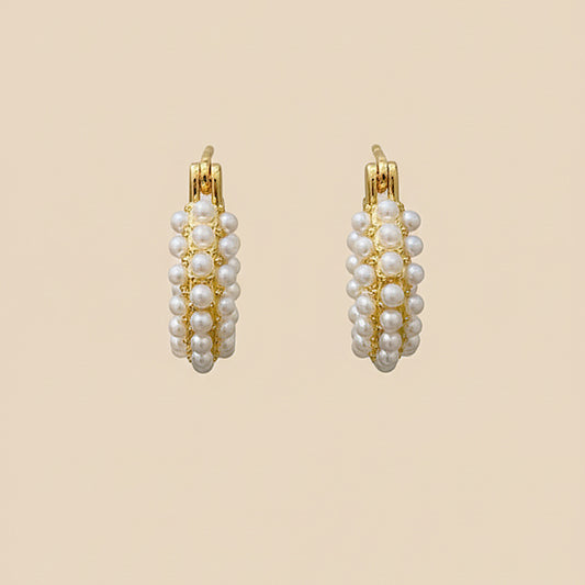 Gilded Pearl Hoops