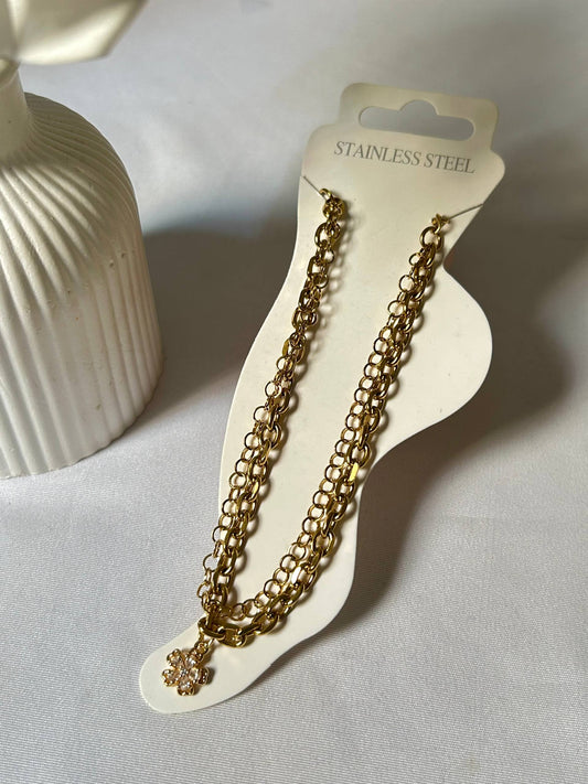 Clover Crystal Link Anklet