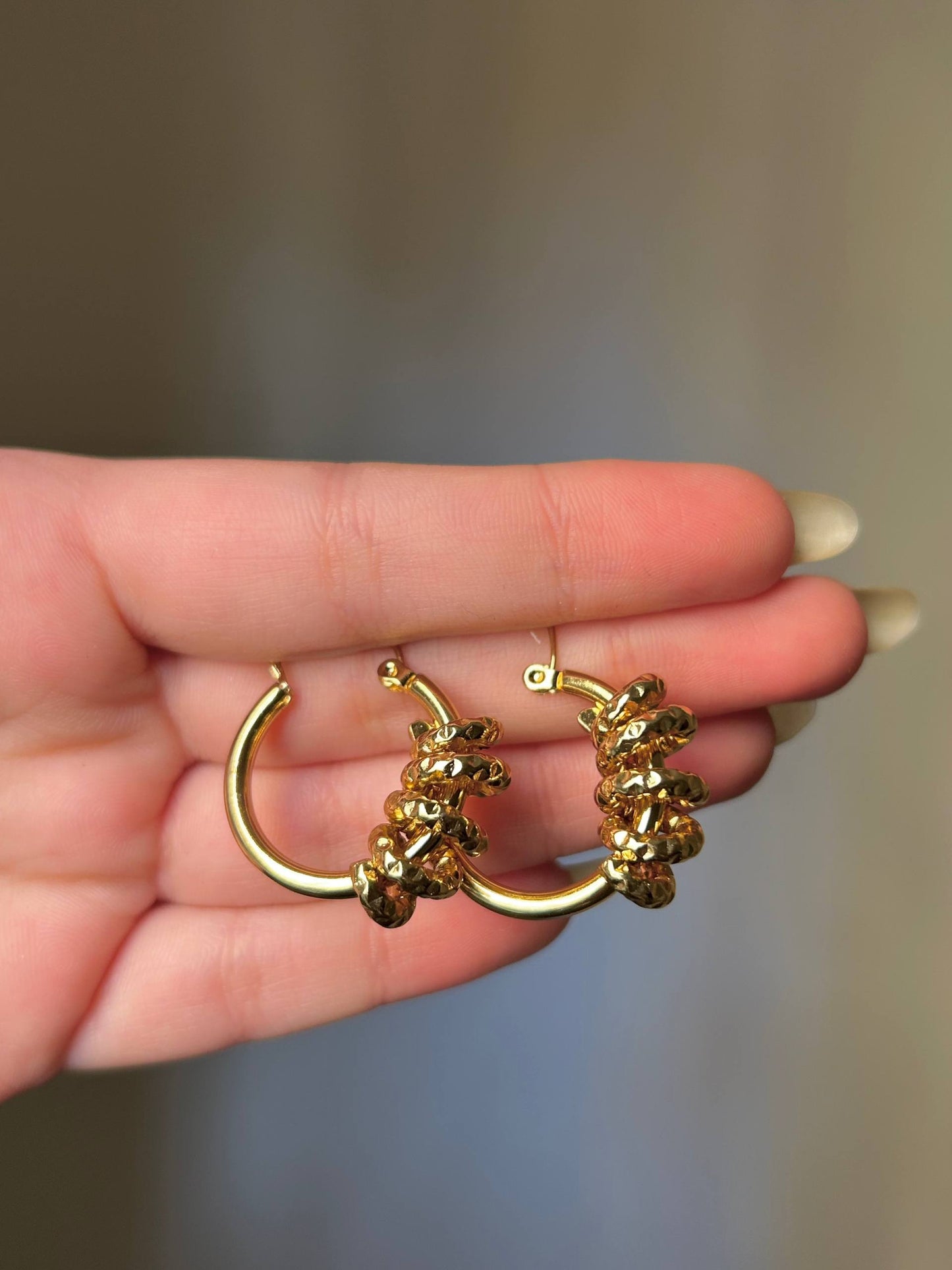 Textured Golden Ring Hoops