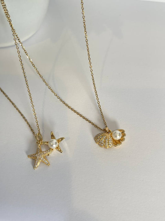 Pearl Clam Shell Necklace