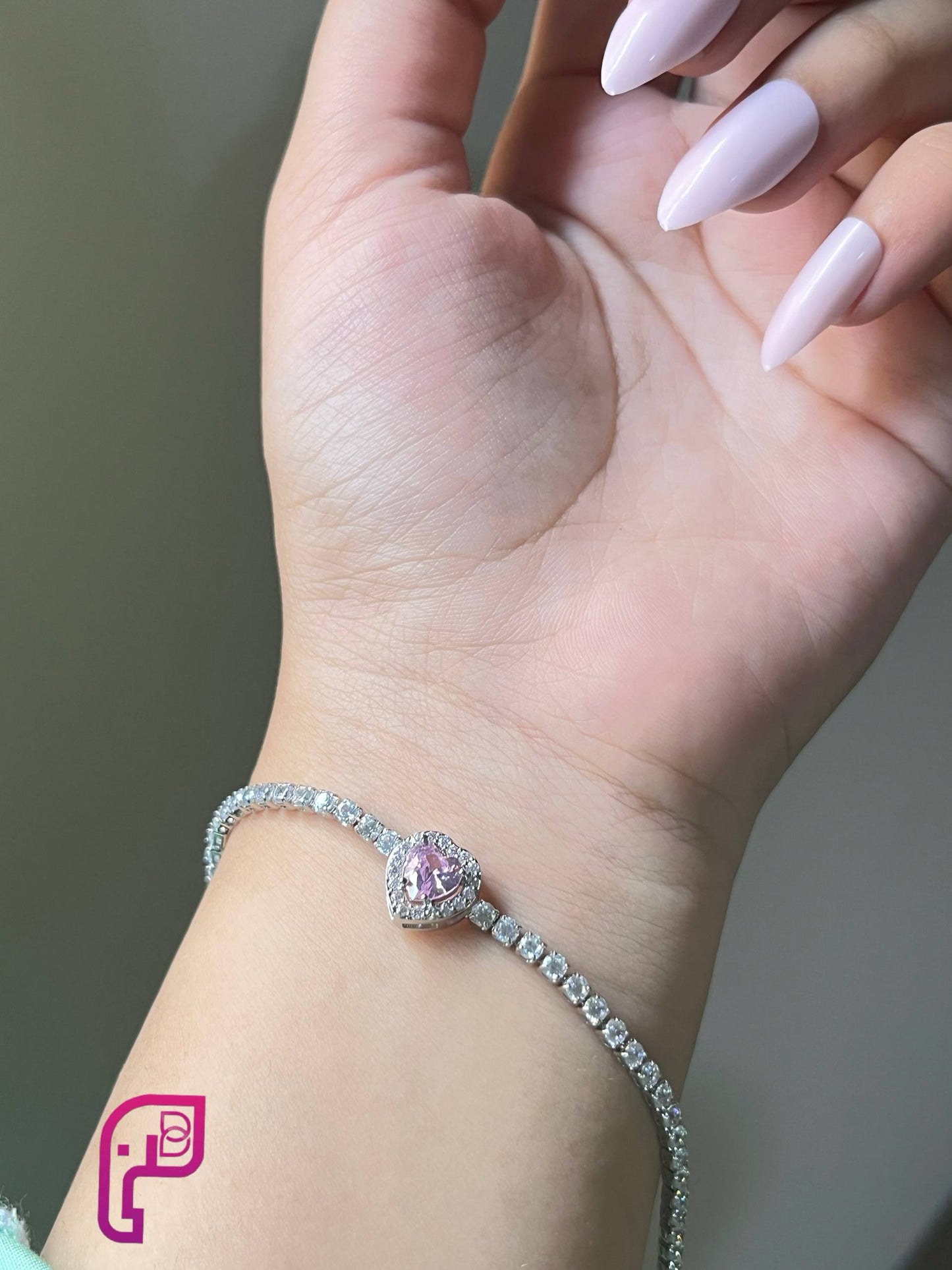 Pink Heart Tennis Bracelet