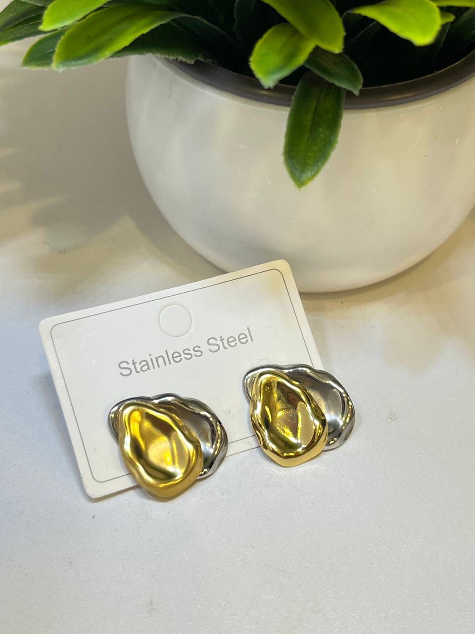 Two-Tone Wave Earrings