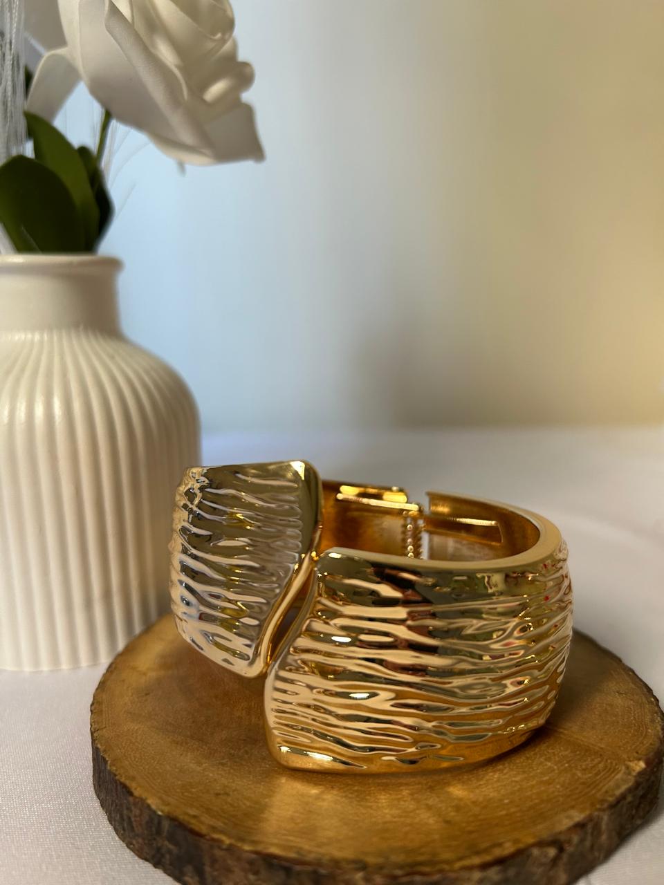Bold Textured Golden Cuff