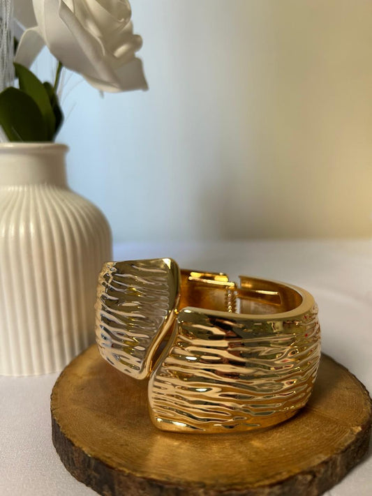 Bold Textured Golden Cuff