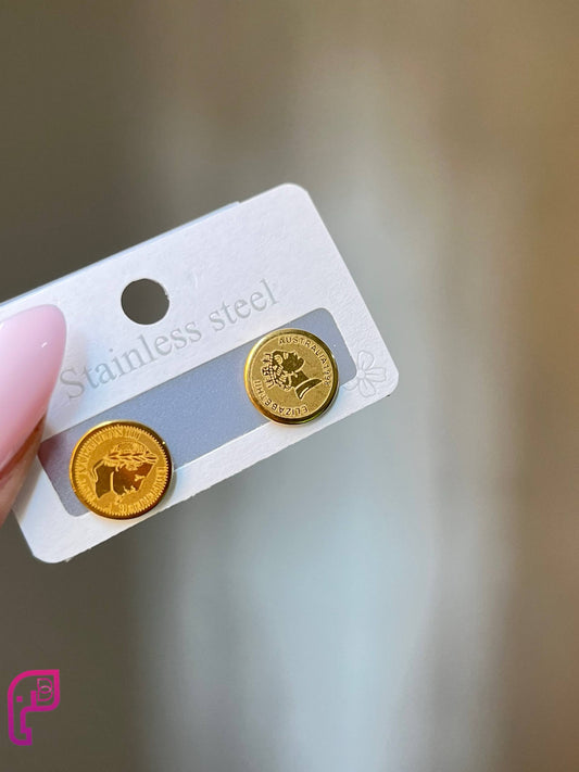 Golden Coin Studs