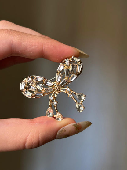 Sparkle Bow Dangle Brooch