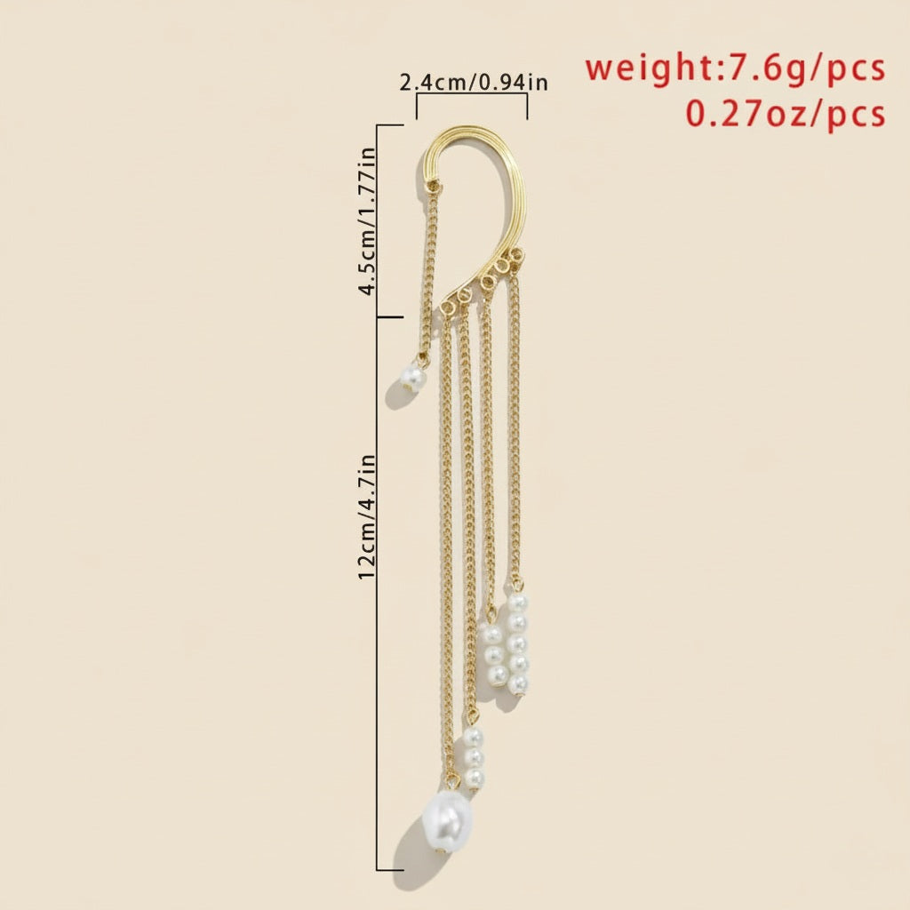 Golden Pearl Tassel Ear-Cuff