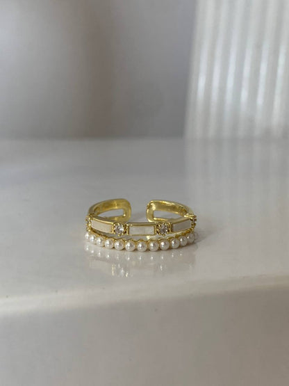 Pearl and Enamel Ring